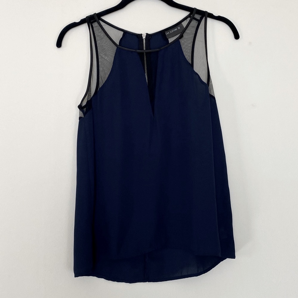 LILA CLOTHING CO Navy Blue Tank with Edgy Detail